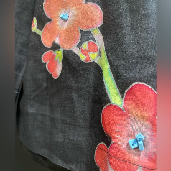 CITRON SANTA MONICA Cherry Blossom Asian Boxy Shirt Natural Accents Sz Large - Picture 10 of 12